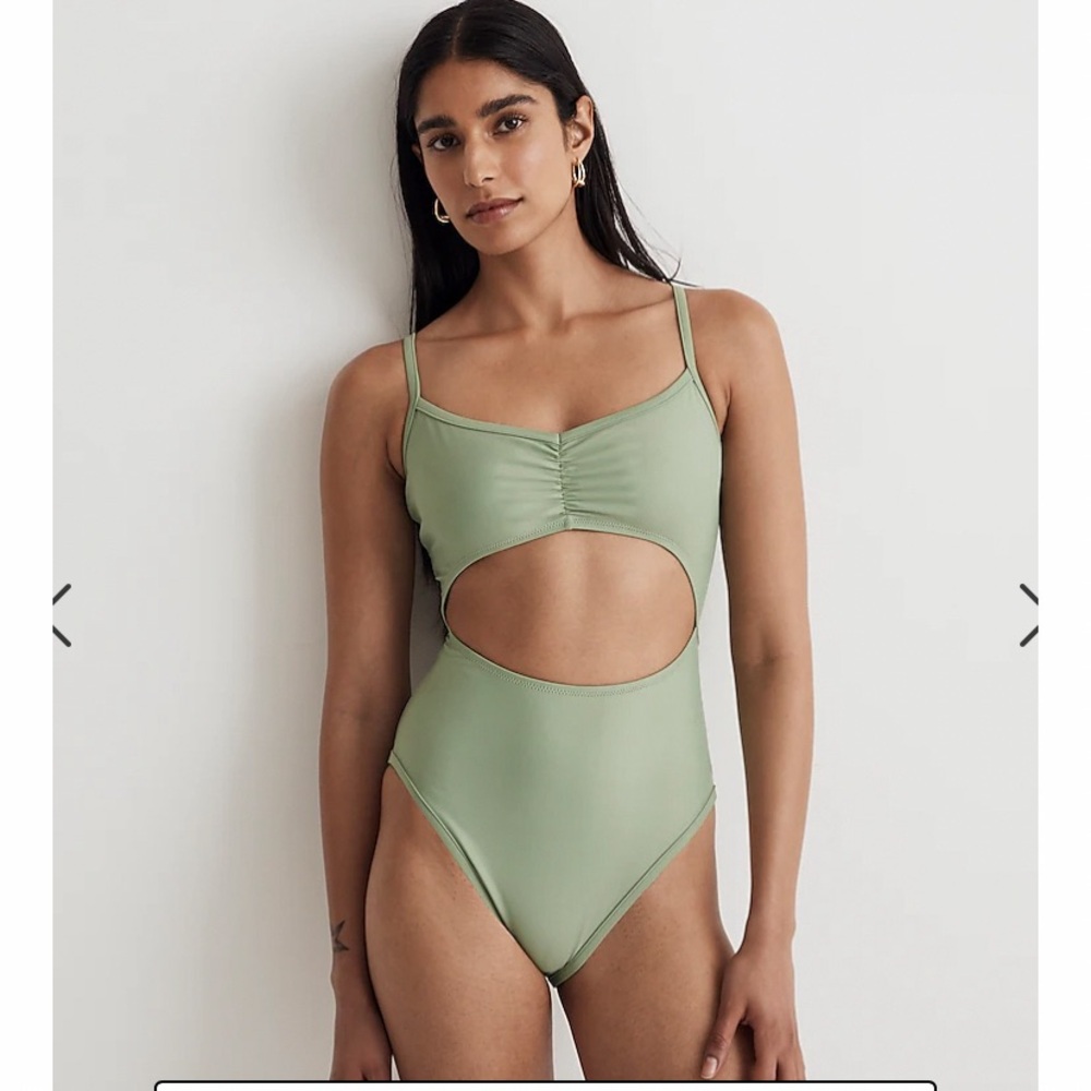 Madewell mint green cutout swim suit